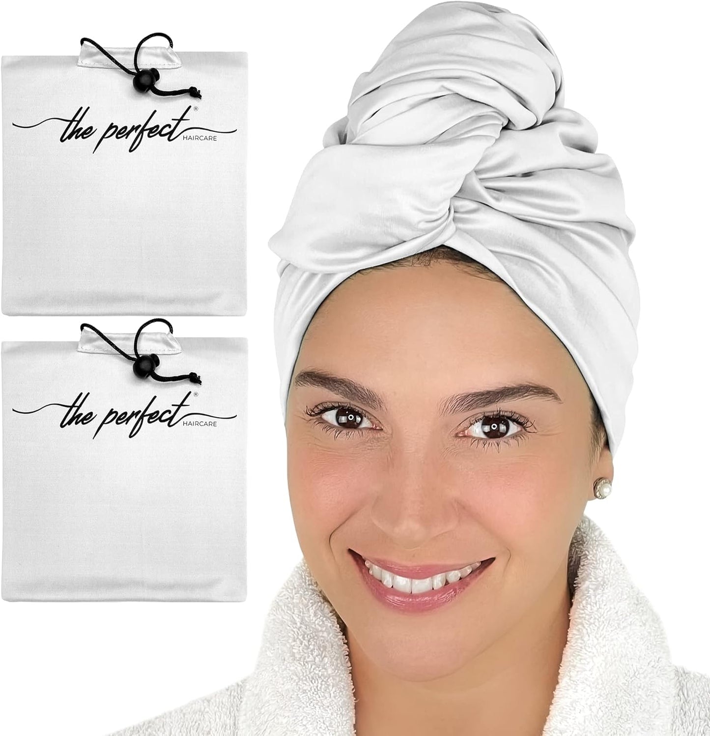THE PERFECT HAIRCARE Microfiber Hair Large Towels Wrap for Women - Smooth as Silk - Anti-Frizz for Curly, Wavy, Straight Hair Girls - Plopping Essential - Easier to Use Than a T-Shirt - 2 Pack