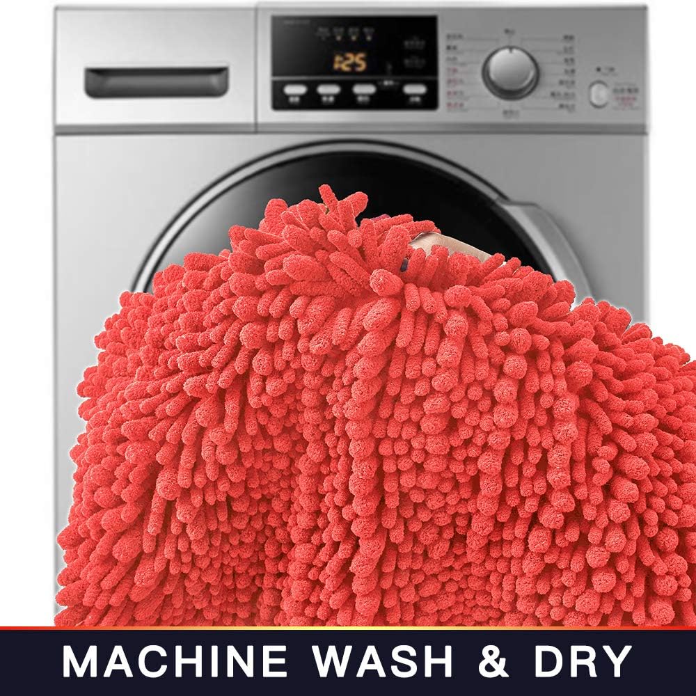 Walensee Bathroom Rug Non Slip Bath Mat (36x24 Inch Coral) Water Absorbent Super Soft Shaggy Chenille Machine Washable Dry Extra Thick Perfect Absorbant Best Large Plush Carpet for Shower Floor