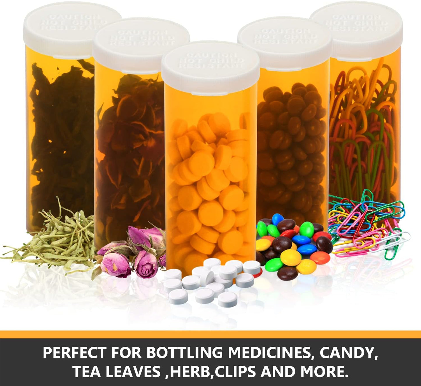 Empty Plastic Pill Bottles with Easy Open Snap Caps (Not Child Resistant), Prescription Medication Vials, Clear Containers, Pill Cases Dispenser Organizers (16 Dram, 12pcs)