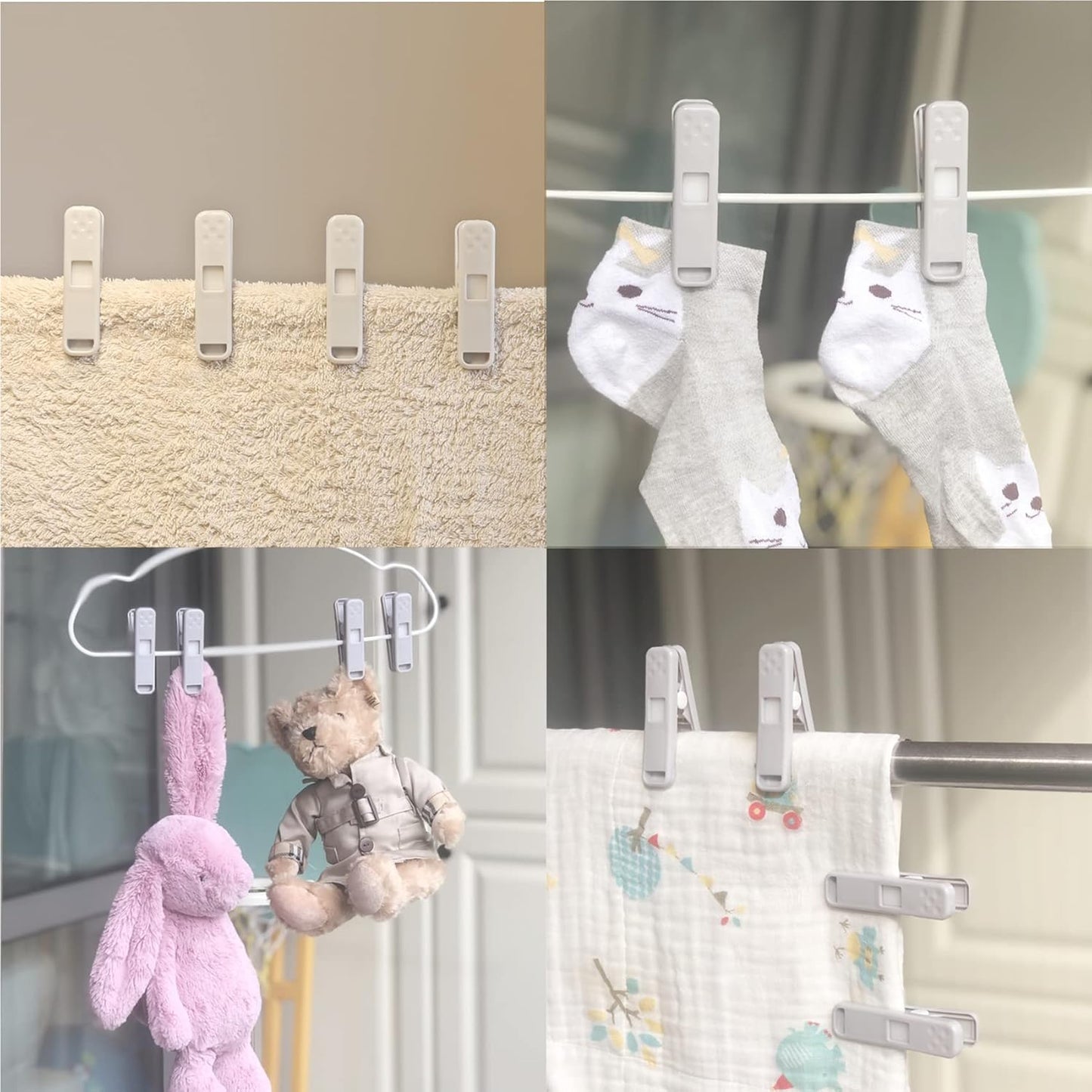 Strong Plastic Clothespins-16 Pack Heavy Duty Laundry Clothes Pins, Strong Clips, Non-Slip Clothes Pegs, Chip Clips, Hanger Clip, Rustless, Windproof, Heatproof-Gray