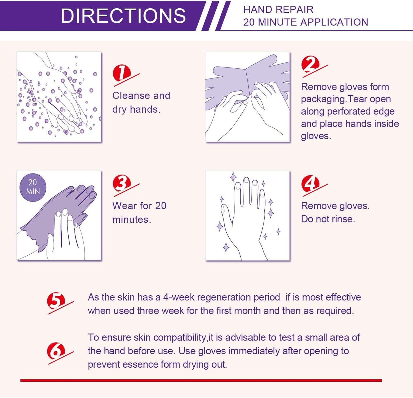 Generic Hand Mask Moisturizing Glove 5 pack, Hand Peel Mask Exfoliating Gloves, Hand Repair Glove for Dry Hands Treatment, Remove Dead Skin, Rough Skin, purple