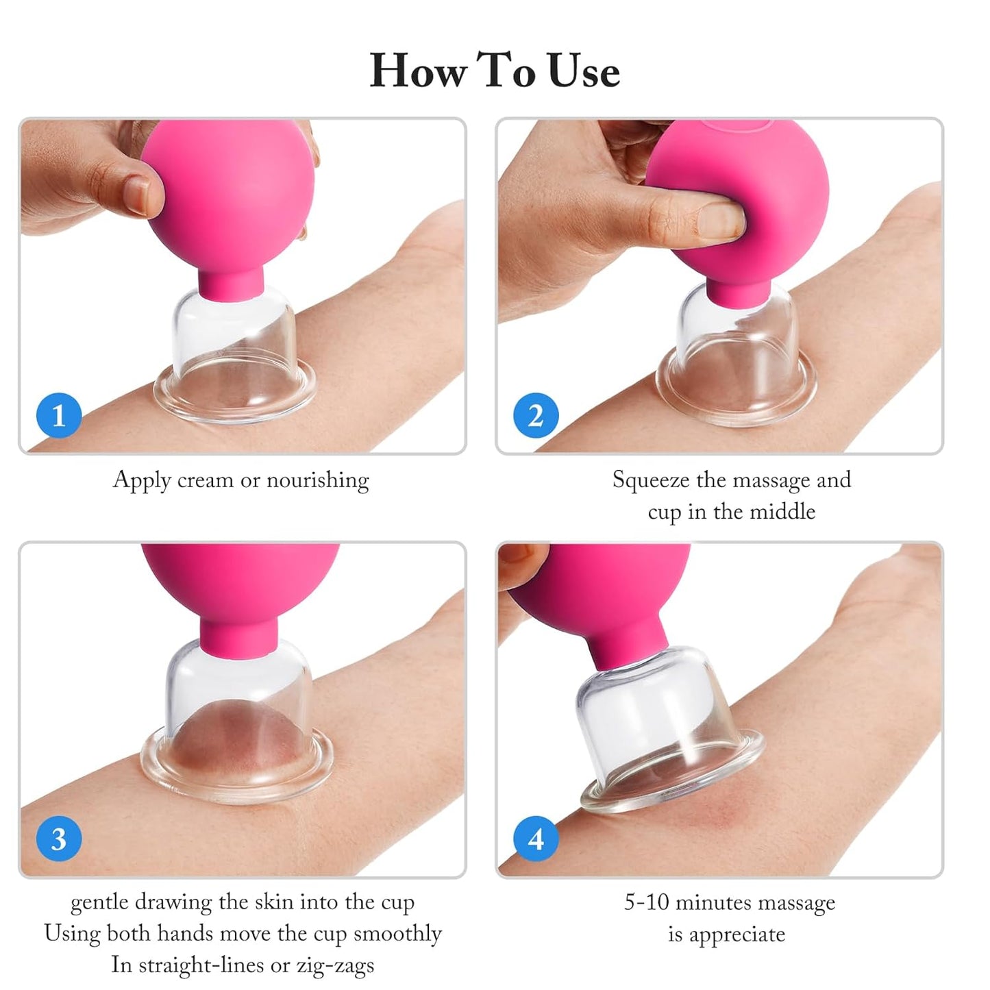 Nuanchu Facial Cupping Cup Rose Red Glass Face Cup Silicone Cupping Massage Vacuum Suction Mug for Body Face Leg Arm Back Shoulder Muscle and Joint Pain(0.65 Inch Diameter)