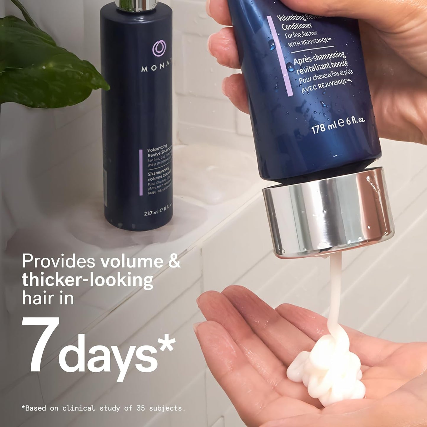 MONAT Volumizing Shampoo & Conditioner Set Infused with REJUVENIQE – Lightweight Care for Fine, Flat Hair – Enhances Volume, Adds Softness and Shine – Net Wt. 237 ml (8 fl. oz.) & 177 ml (6 fl. oz.)