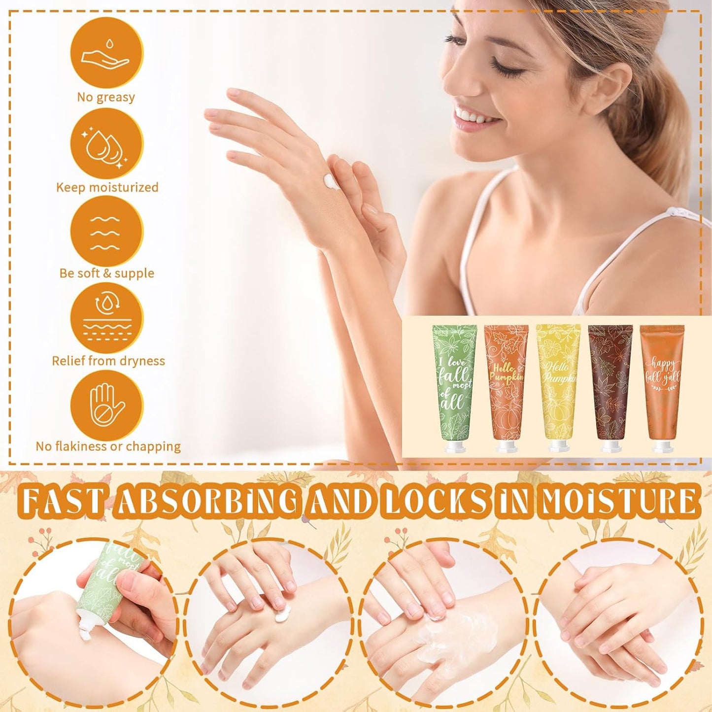 20 Pcs Thanksgiving Fall Hand Cream Bulk, Mini Pumpkin Lotion, 30ml Natural Botanical Fragrance Fall Lotion for Chapped Hands, Thanksgiving Favors, Employee Gifts, Baby Shower, Travel, Work, Team