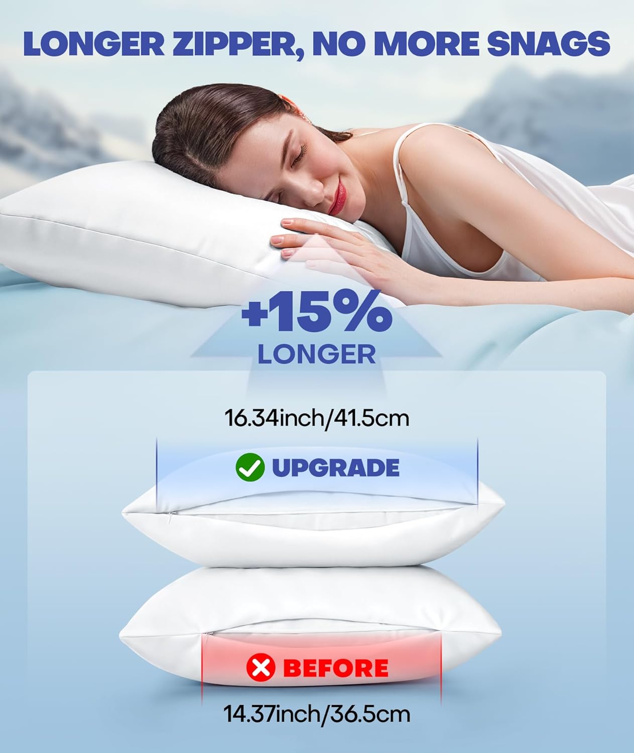 Ice Cooling Pillowcase for Hot Sleepers, Instantly Cool, Stays Cold All Night, Softer Than Silk Pillow Cases, Pillow Covers with Invisible Zipper, Gift for Men & Women - King Size, White (1 Pack)