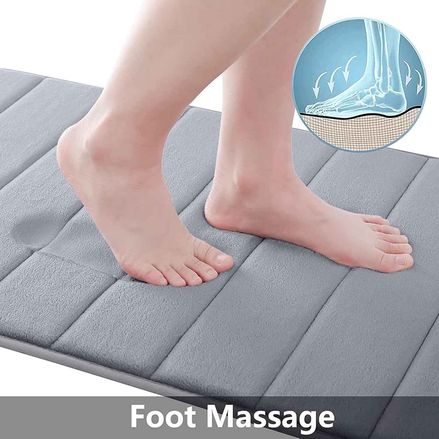 Buganda Memory Foam Bath Mat, 35.4" x 24", Ultra Soft and Non-Slip Bathroom Rugs, Water Absorbent and Machine Washable Bath Rug Runner for Bathroom, Shower, and Tub, Medium Grey