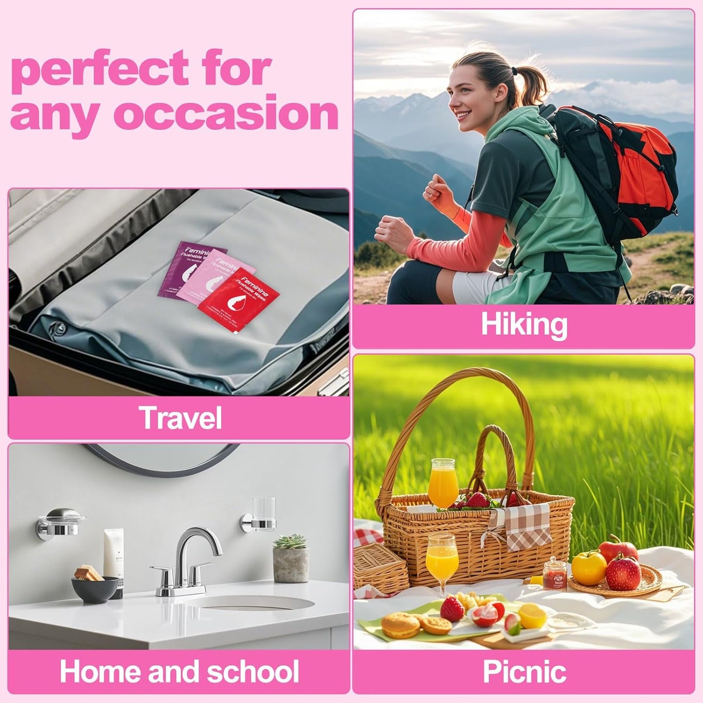 Feminine Wipes Individually Wrapped, Flushable Wipes Travel,Travel Wipes for Women,Feminine Care Wet Wipes Travel Size Vaginal Wipes for Adult, Girl and Homeless 150