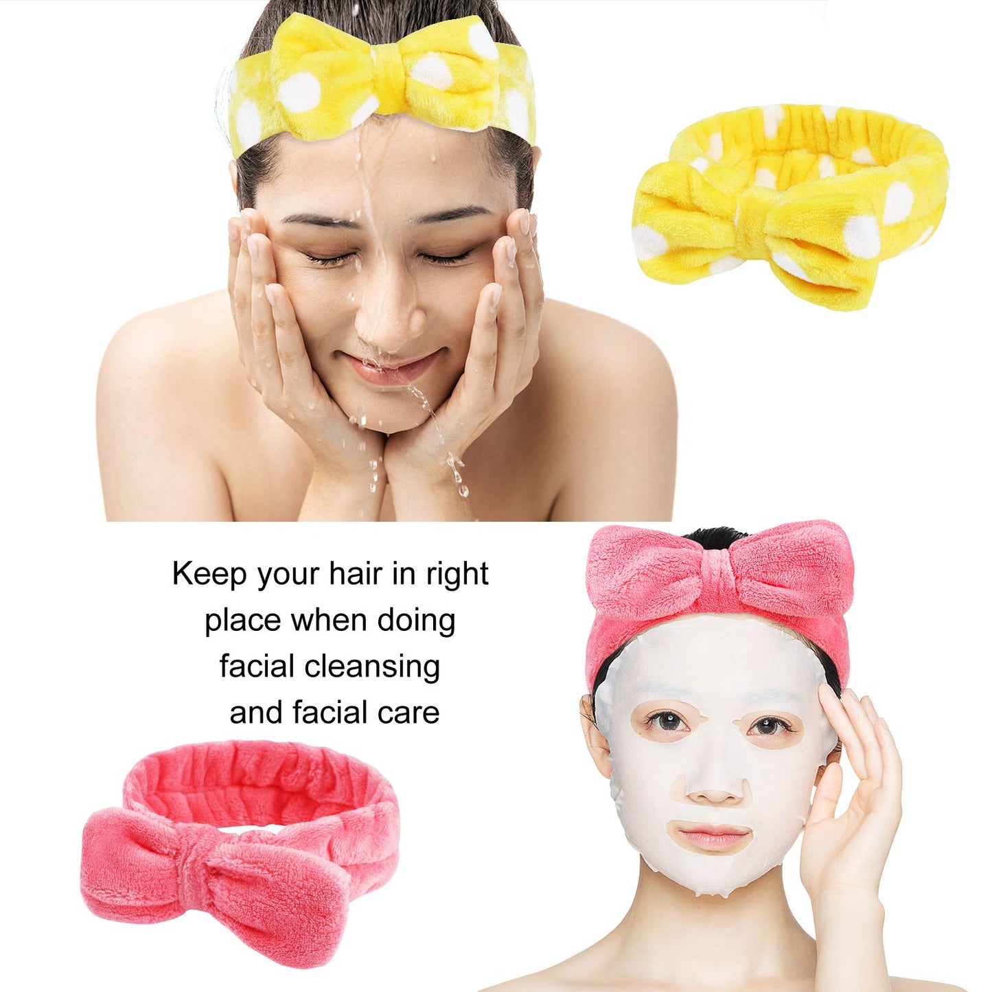 Stocking Stuffers for Teen Girls, 8 Pack Bow Spa Skincare Headband for Washing Face, Christmas Gifts Spa Party Favors Bulk Gifts for Teens Girls