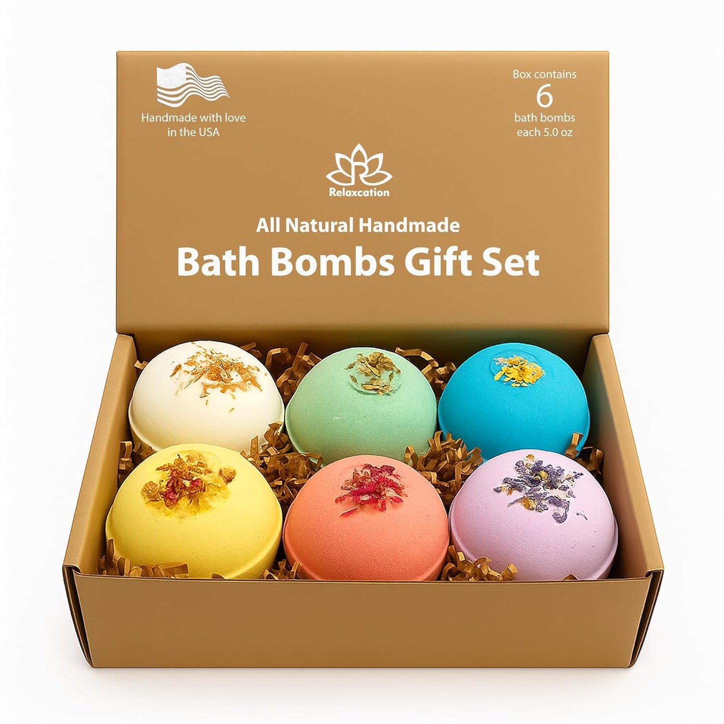 Handmade in USA Organic Bath Bombs Gift Set For Women All Natural with Epsom Salt Relaxation Dead Sea Salt - Natural and Safe Bath Bombs Kit for Kids Her Mom Mother Grandma Girlfriend - Best Gifts Idea