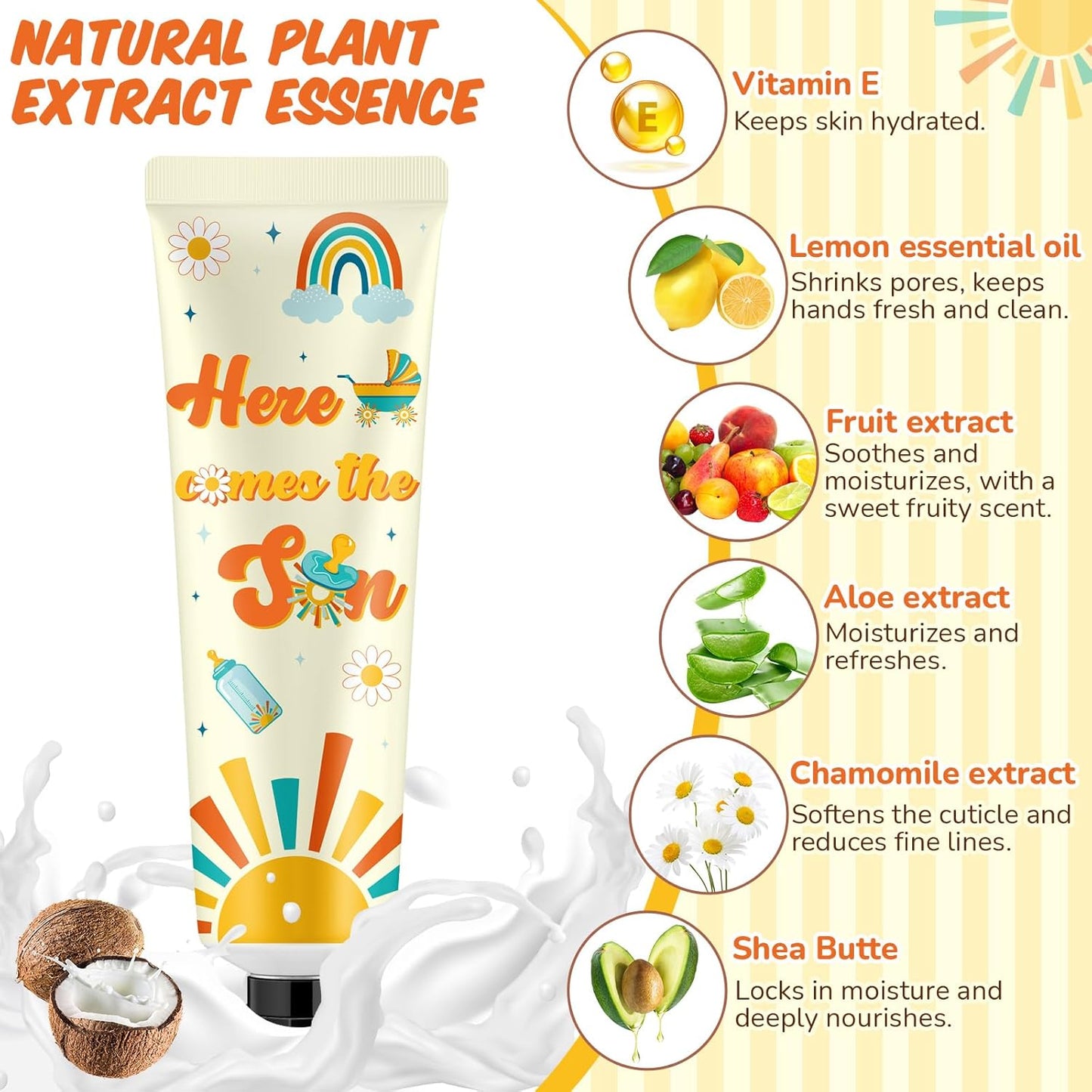 48 Sets Here Comes The Son Hand Cream Gifts Bulk Baby Shower Hand Cream Travel Size Lotion Bulk Fall Thanksgiving Party Supplies Favors Birthday Wedding for Guest