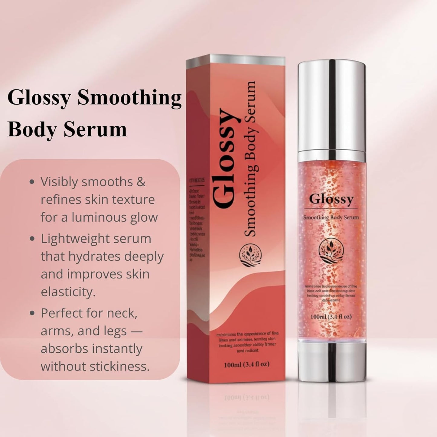 Glossy Anti-Wrinkle & Firming Body Serum - 100ml | Hyaluronic Acid, Vitamin E, Glycerin, Shea Butter, Peptides, Anti-Aging, Hydrating, Skin Plumping