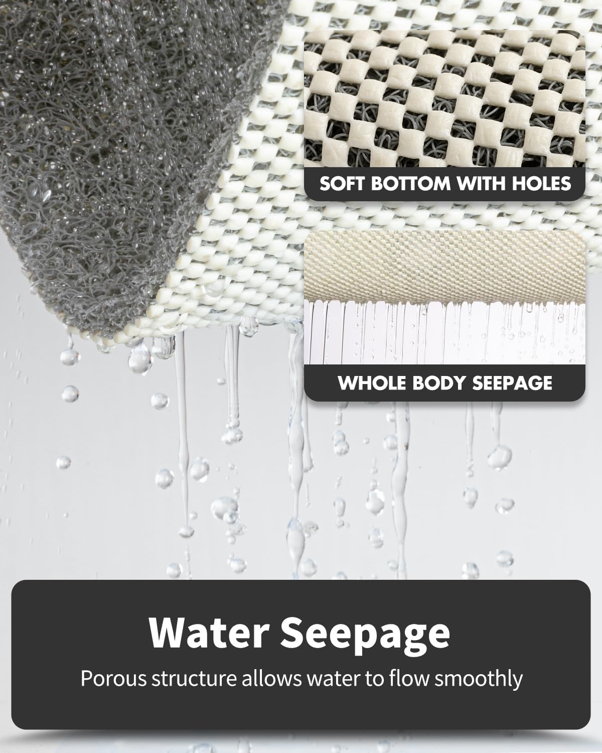 Non-Slip Bathtub Mat, 24x35 Inch Shower Mats for Bath Tub, PVC Loofah Bathroom Mats for Wet Areas, Quick Drying