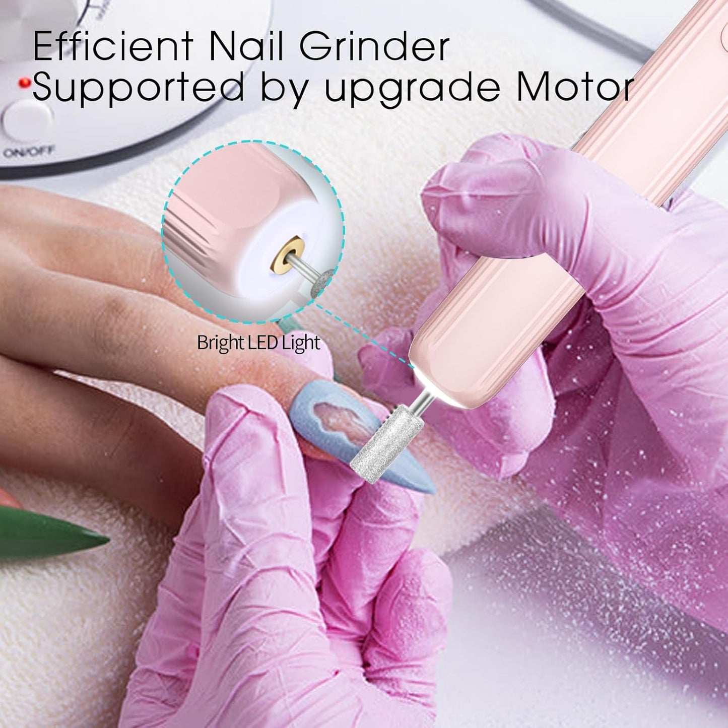 Electric Nail Drill, Professional Manicure Pedicure Kit, Cordless Electric Nail File Set, Rechargeable Pedicure Tools for feet, 3 Speeds Hand Foot Care Nail Drill for Thick Nail Toenail Cuticle