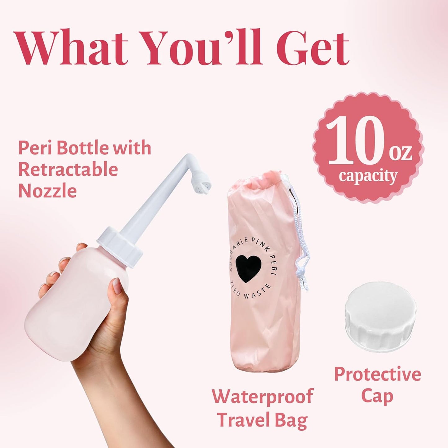 Bottle - Portable Bidet Postpartum Care Water Squeeze Spray for Pain Relief Tears Hemorrhoids After Birth + Period Care Menstrual Cup Buddy 300 ml (10 oz)