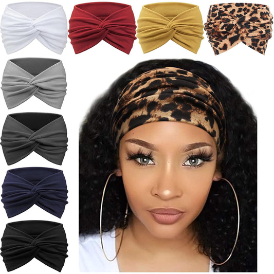 Extra Wide Headbands for Women Large Turban Headband Non Slip Boho Elastic Hairband Hair Twisted Knot Head Bands Accessories