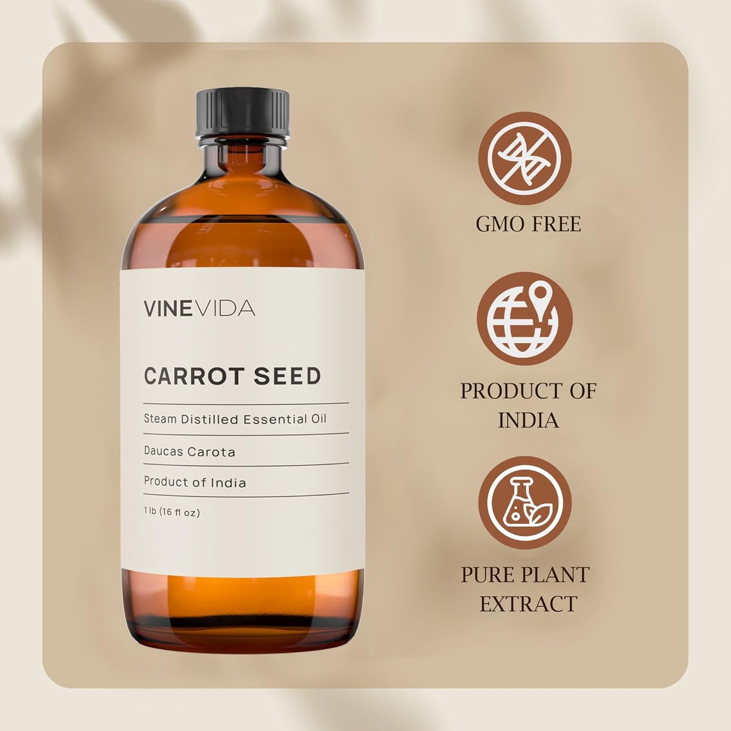 VINEVIDA Carrot Seed Essential Oil 16 oz - Undiluted for Candlemaking and Soap Making - DIY Candle Scents - Bulk Oil Safe for Skin