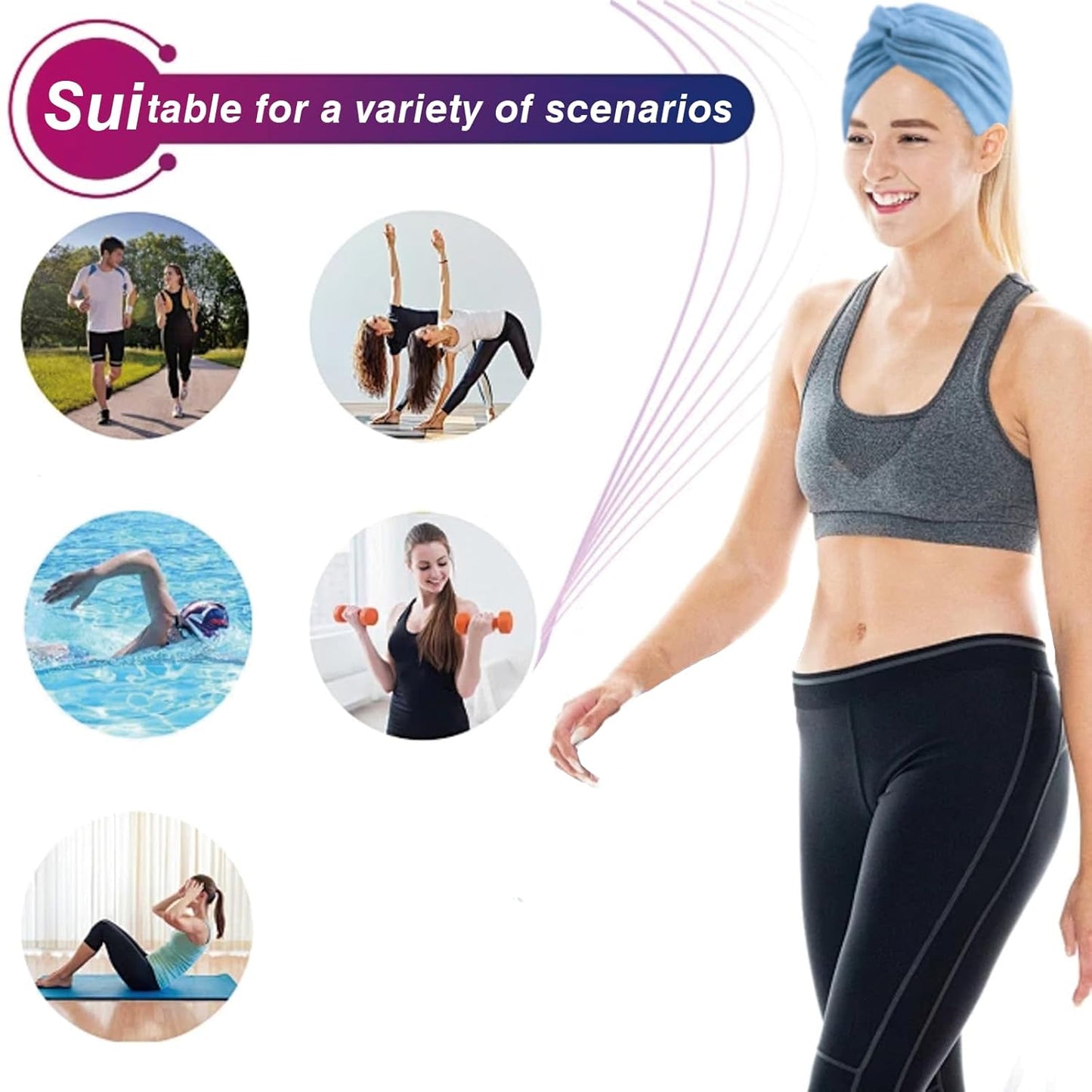 Extra Wide Headbands for Women, 7'' Large Cotton Like Turban Knotted Bandana Head Bands for Women Non Slip, Boho Headbands for Women's Hair (C2-6Pcs, Extra Large 7" Wide)