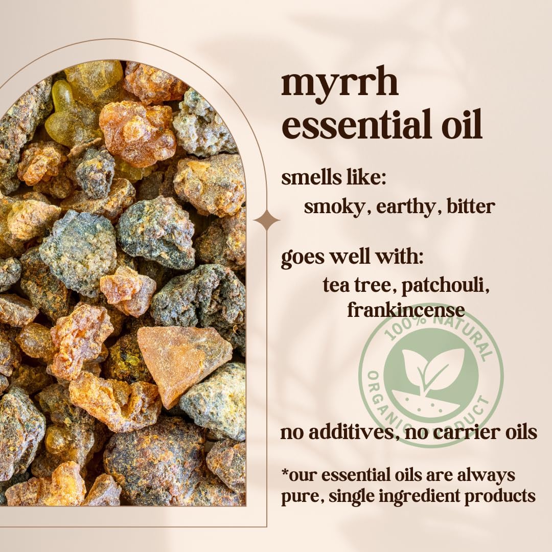 Avivni Myrrh Essential Oil - 100% Pure & Natural, Organic, Undiluted for Aromatherapy, Skin, Hair, Diffuser (0.33oz - 10ml)
