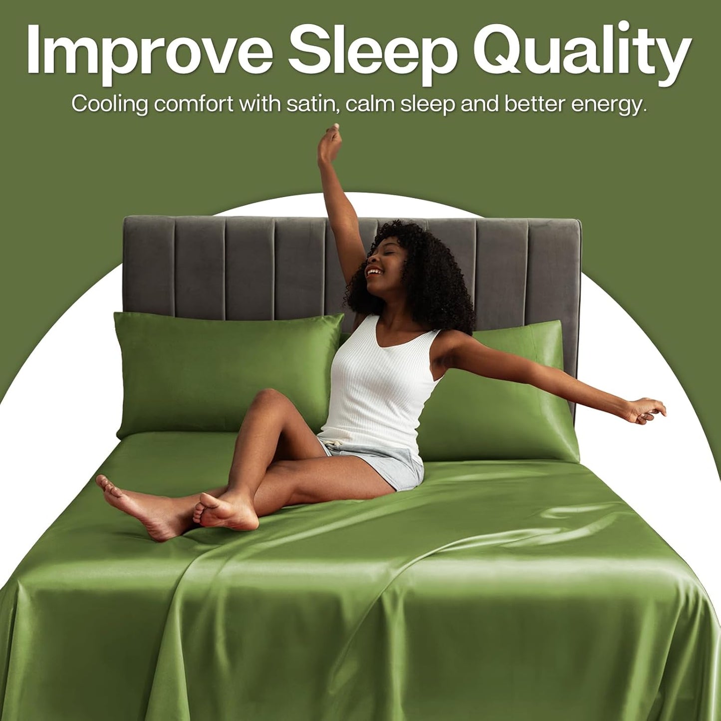 MR&HM Satin Pillowcase for Hair and Skin, Silk Satin Pillowcase 2 Pack, King Size Pillow Cases Set of 2, Silky Pillow Cover with Envelope Closure (20x36, Sage)