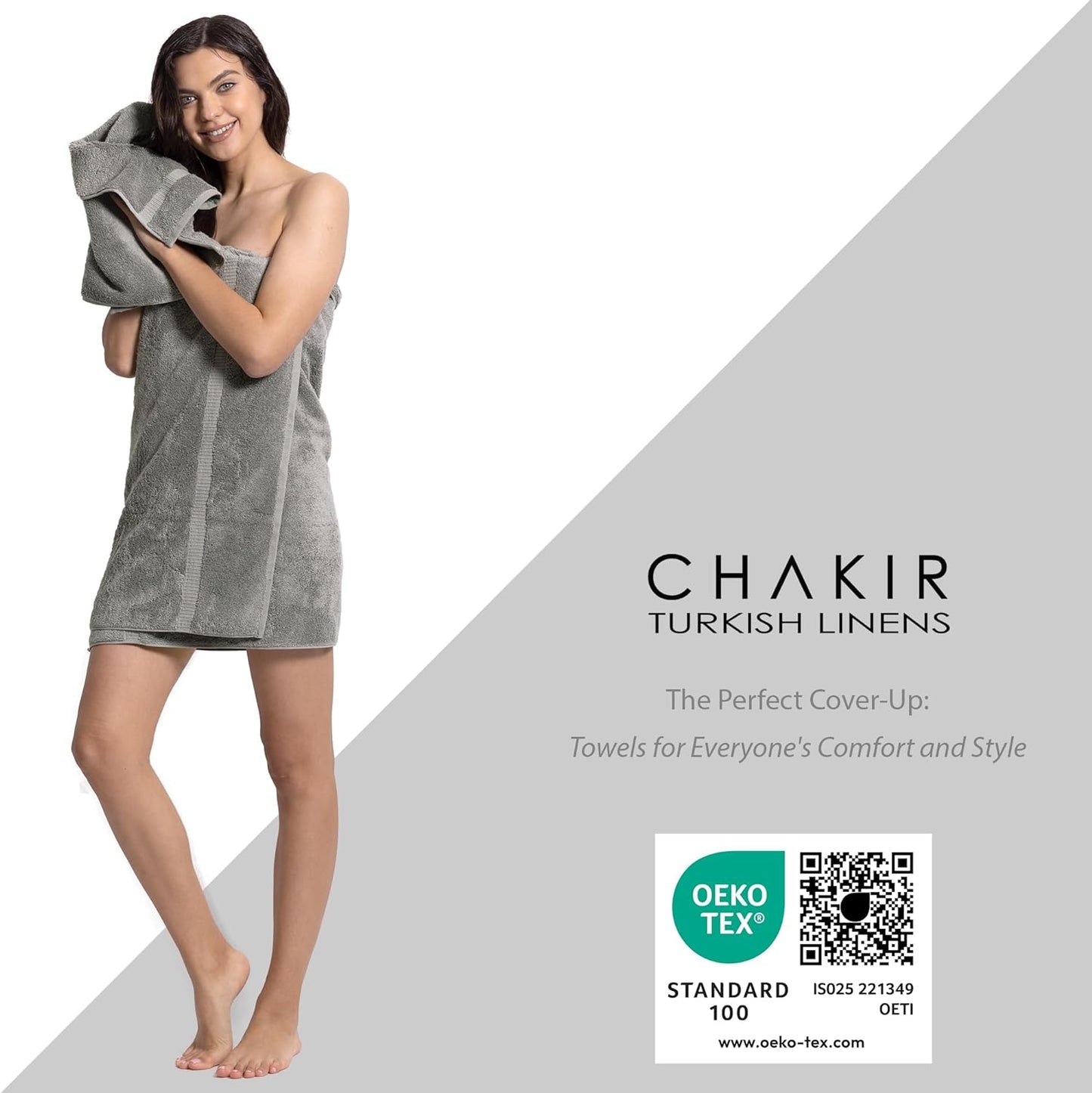 Chakir Turkish Linens | Hotel & Spa Quality 100% Cotton Premium Turkish Towels | Soft & Absorbent (4-Piece Washcloths, Gray)