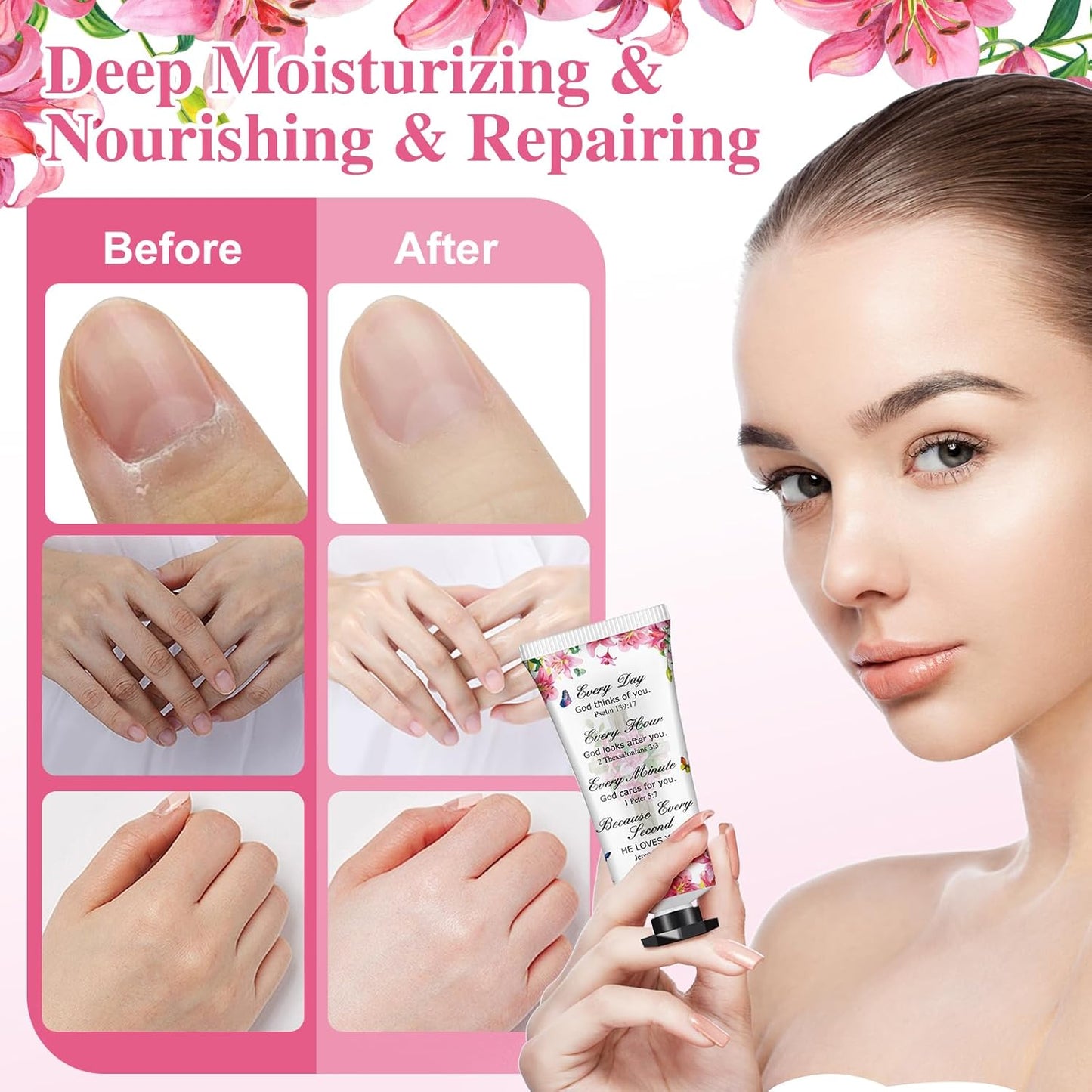 50 Sets Christian Hand Cream Gifts, Christian Gifts for Women, Bible Hand Lotion for Christian Party Favors with Prayer Cards, Bible Verse Prayers Religious Gifts for Women, Birthday Graduation Gifts