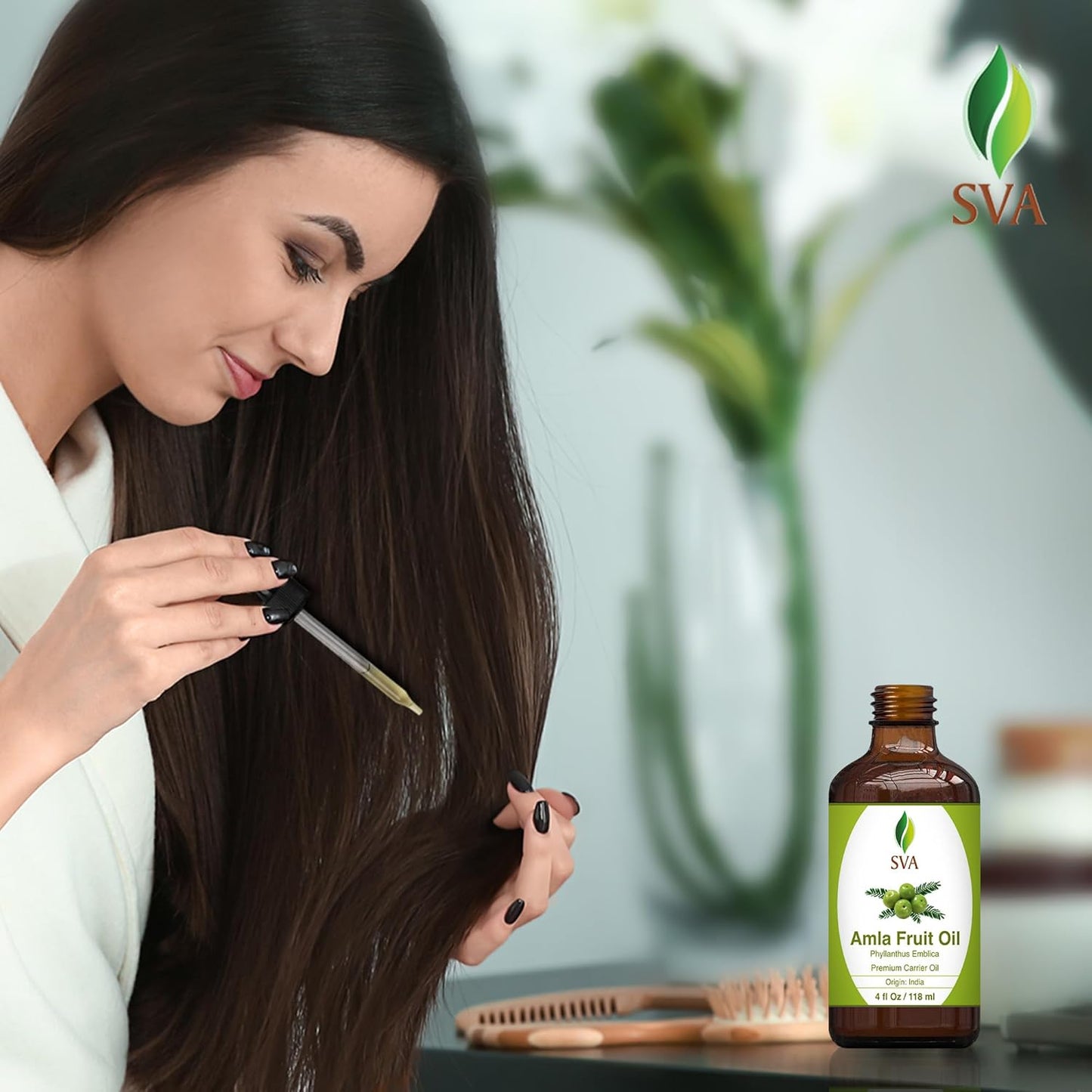 SVA Amla Oil 4oz (118ml) Premium Carrier Oil With Dropper For Hair Care, Hair Oiling, Scalp Massage, & Skin Care