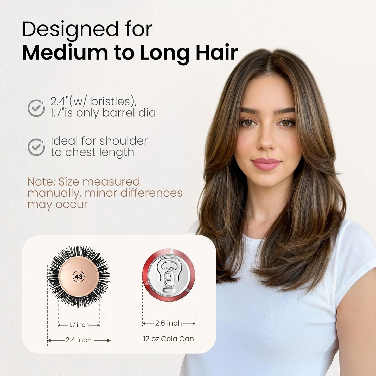 AIMIKE Round Brush for Blow Out, Extra Long Round Hair Brush w/Nano Thermal Ceramic & Ionic Tech, for Blow Drying & Styling, Curling and Shine - Barrel 1.7 inch