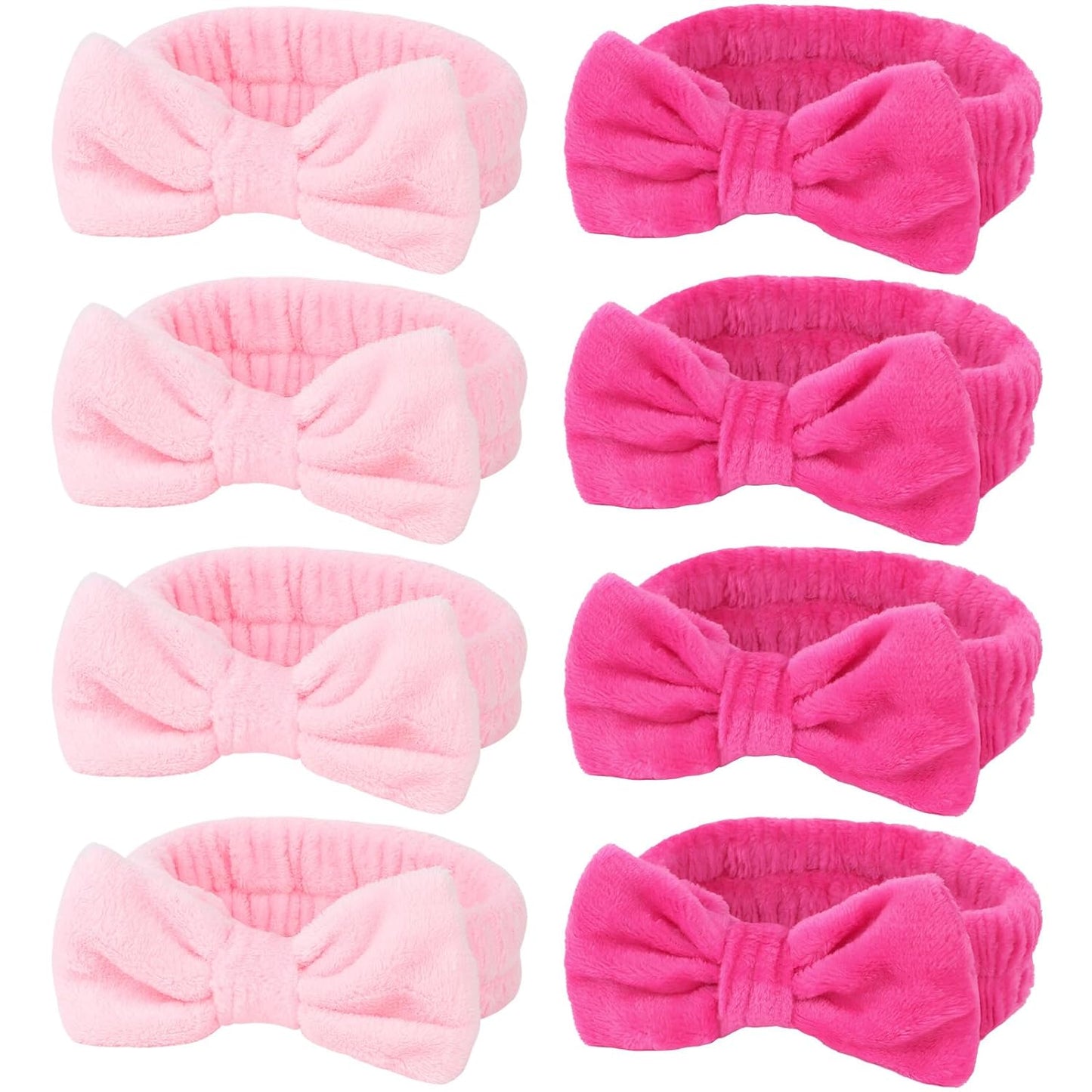 Ondder 8 Pcs Pink Spa Headband Microfiber Makeup & Face Wash Headbands for Women, Facial Skincare, Yoga, Exercise, Including Hair Bands & Head Bands