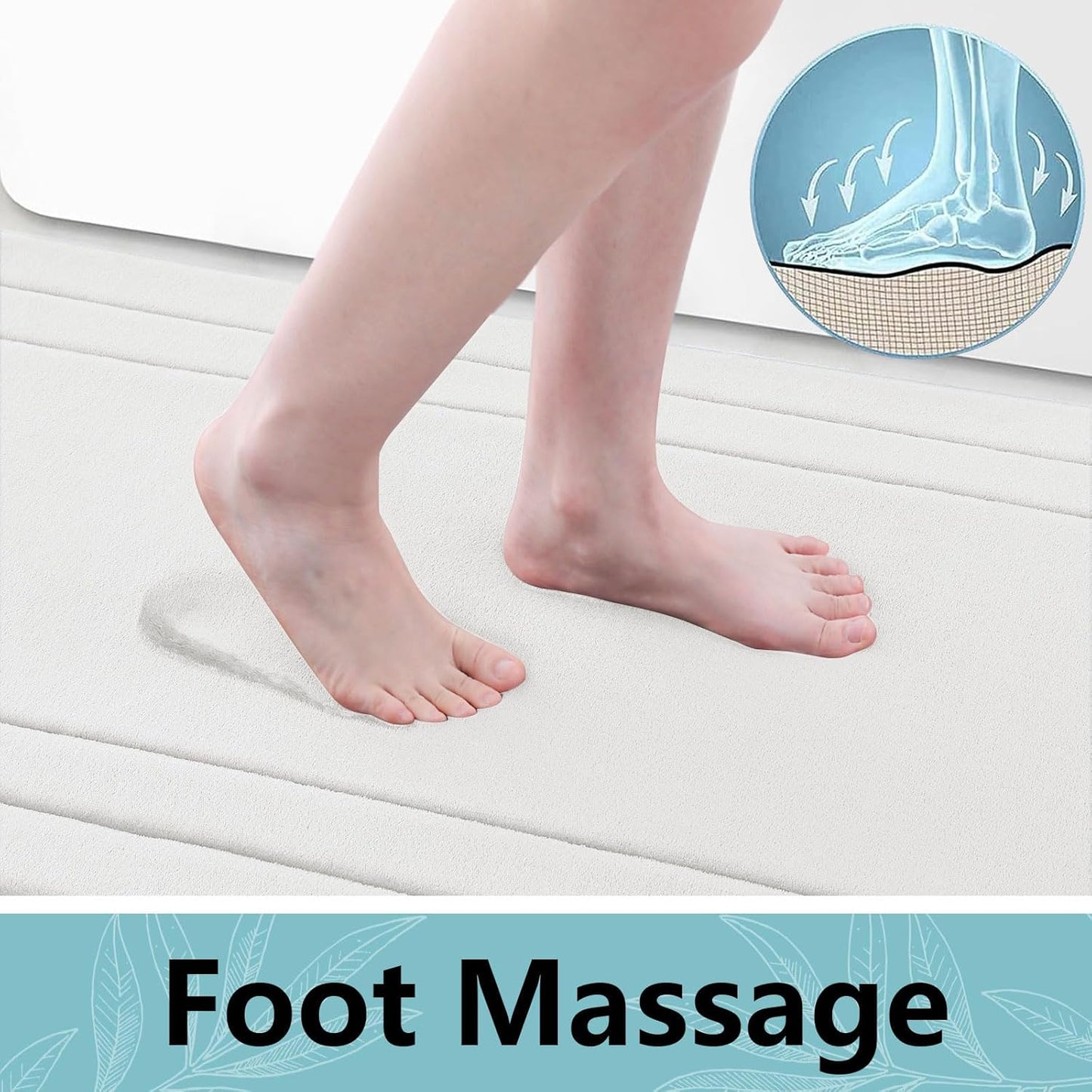 Arotive Memory Foam Bathroom Rug Mat 54x24, Ultra Soft and Absorbent Bath Mat, Machine Wash Dry, Comfortable Bath Rug Carpet for Bathroom Floor, Tub and Shower, Ivory