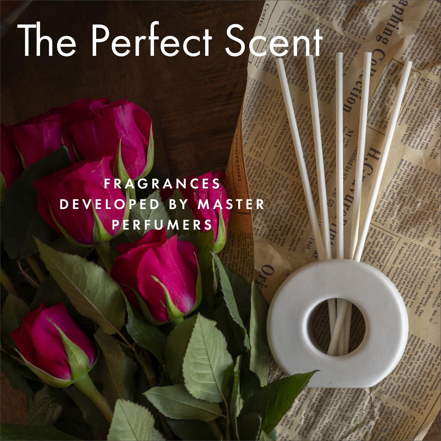 ScentAir Infused Liquidless Reeds | Includes 25 Flameless Reeds and 1 Decorative Vase, White | Essential Oil Aroma Diffuser Sticks | Fresh Spa Scents | Gifting Fragrance | Golden Bamboo