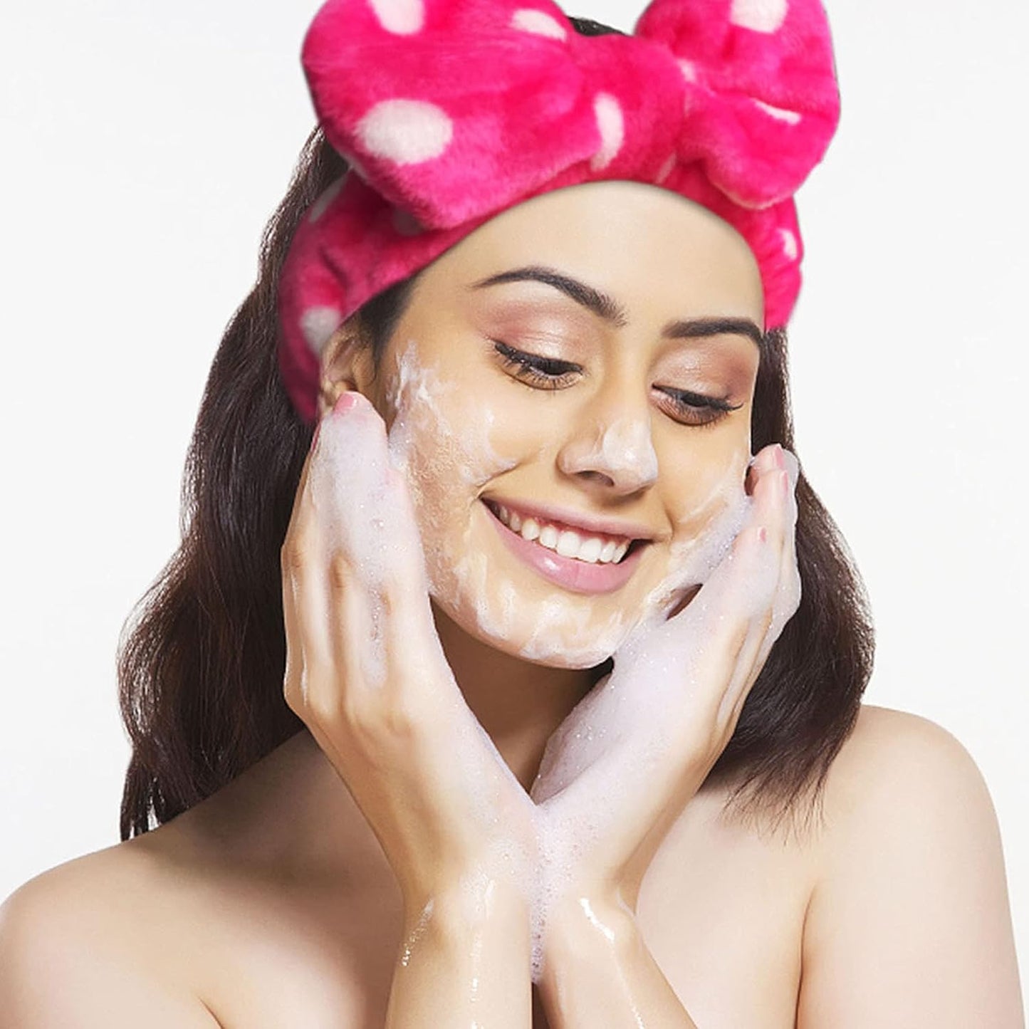 Hairizone 2 Pack Makeup Headbands for Washing Face Shower Spa, Soft and Cute Big Bow Hair Bands for Women and Girls (Light Blue/Roseo)