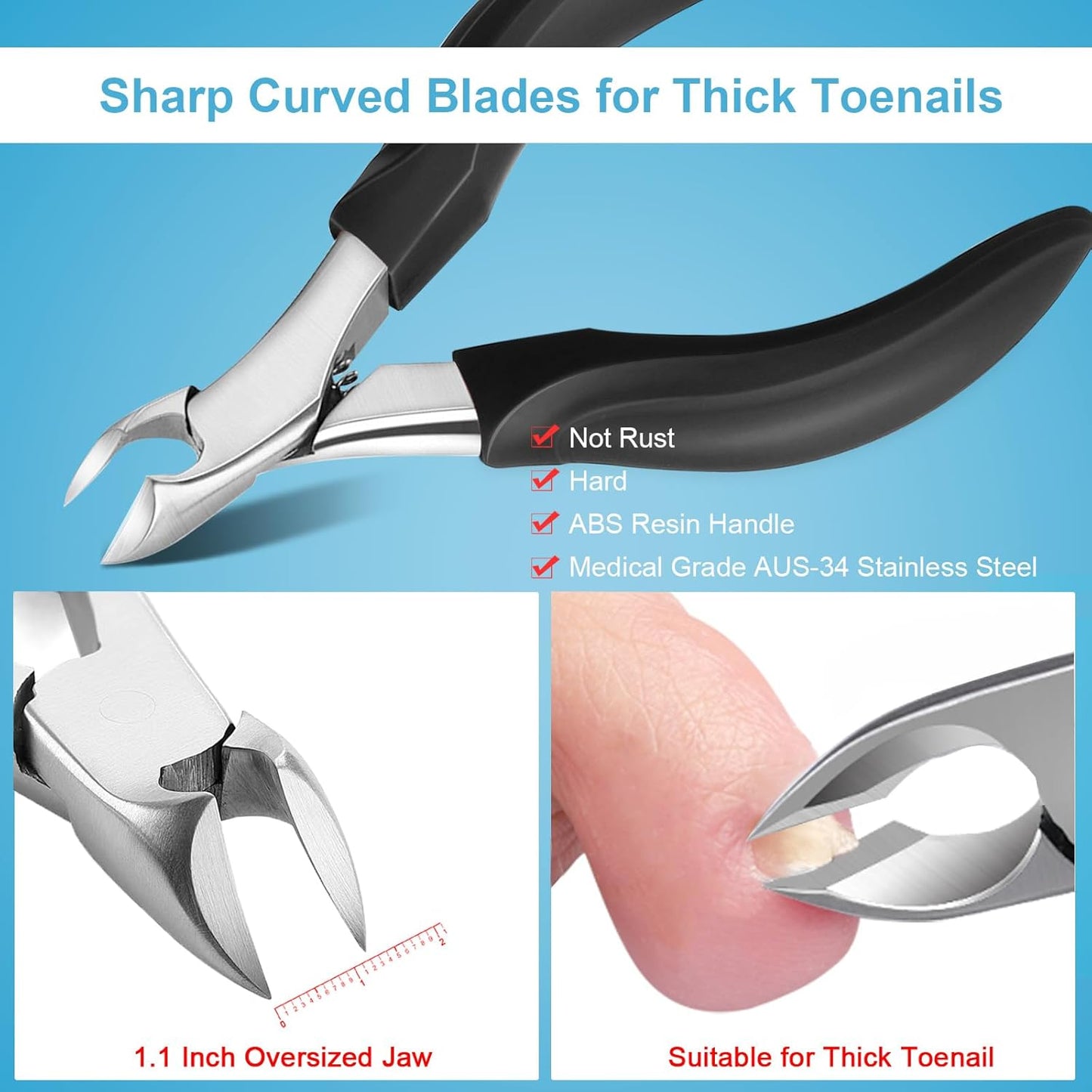 Toenail Clippers for Seniors Thick Toenails, Toe Nail Clippers Adult Long Handle for Men, Sharp Professional Heavy Duty Ingrown Toenail Tool