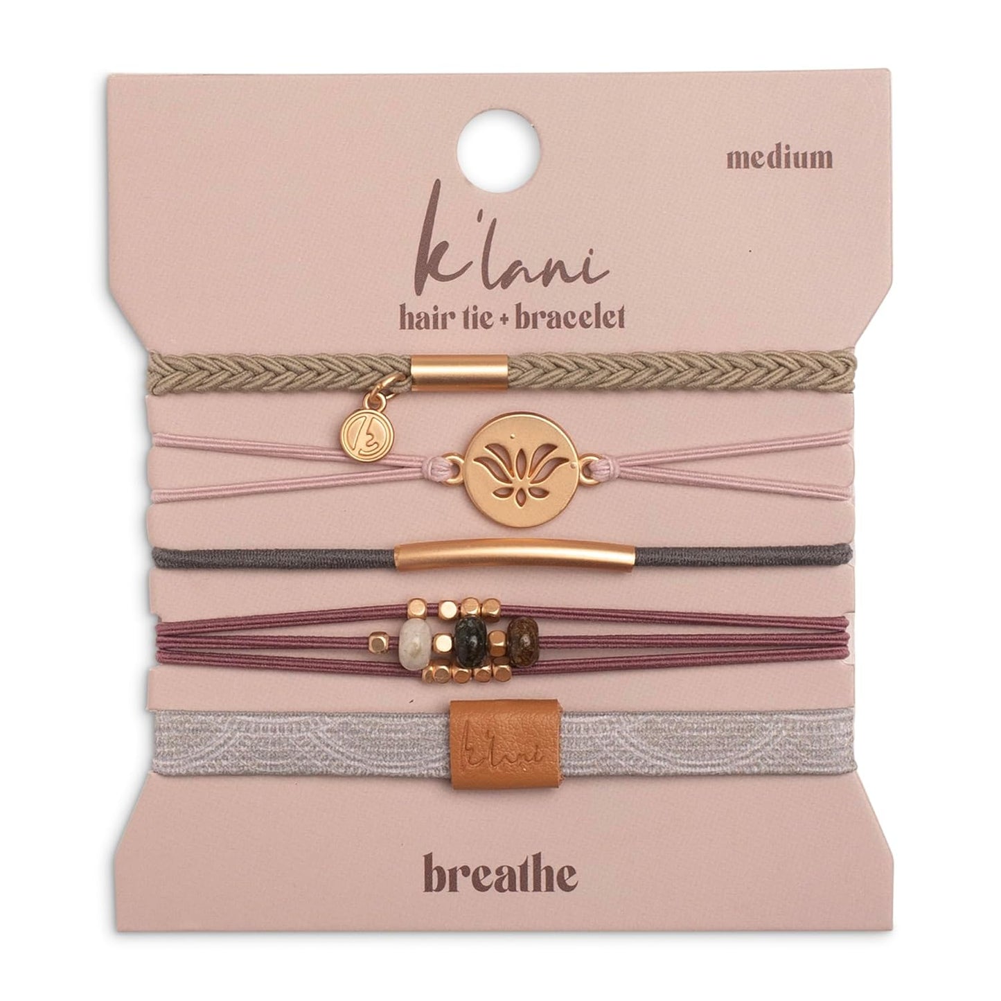 K'lani Hair Tie Bracelets for Women - Elastic Hair Bands That Double as Stylish Jewelry - Breathe - Medium