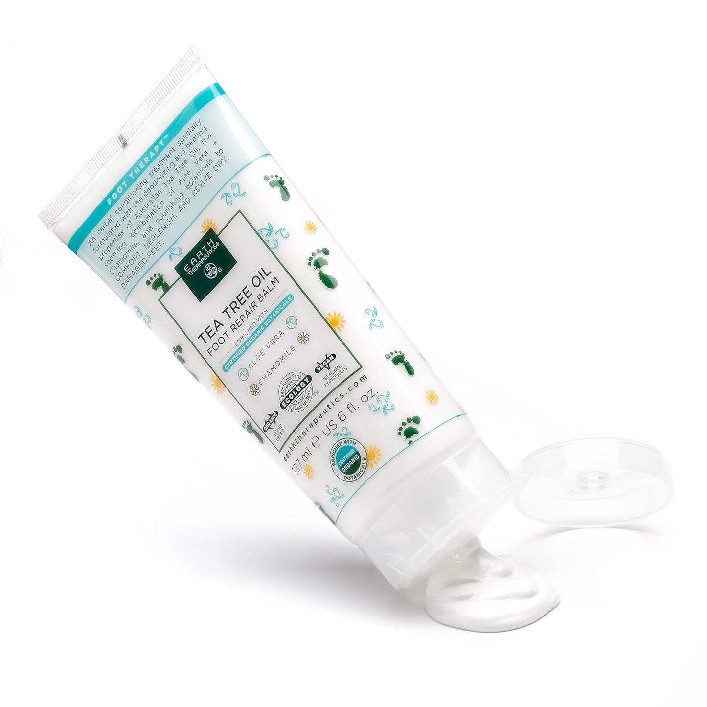 Earth Therapeutics Tea Tree Oil Foot Balm – Australian Tea Tree Oil w/Aloe Vera & Chamomile – Hydrates, Softens & Conditions Dry Cracked Feet, Heel and Calluses – Soothe Irritated Skin – 6 Oz