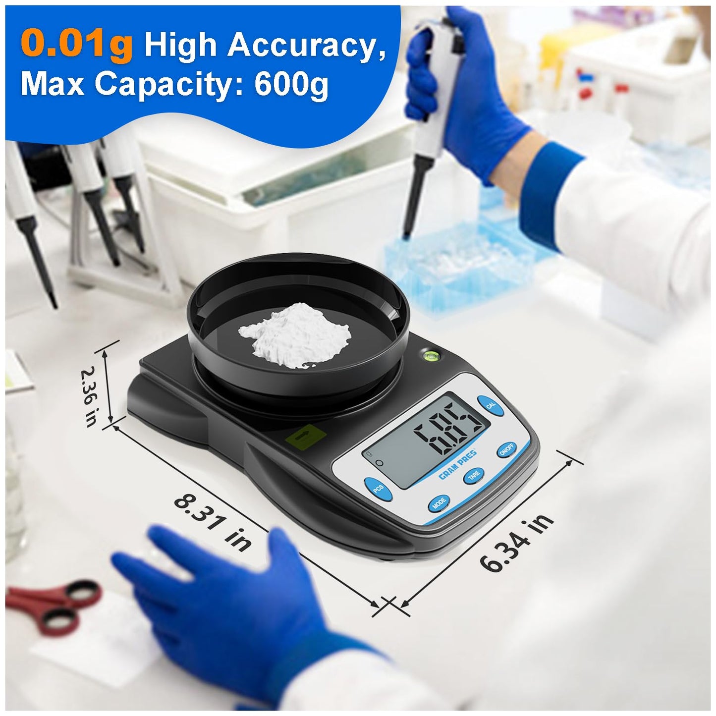 Digital Lab Scale 600g X 0.01g Accuracy,Precision Electronic Gram Scale,Analytical Balance Scientific Scale,for Jewelry, Powders, Coins, Etc.