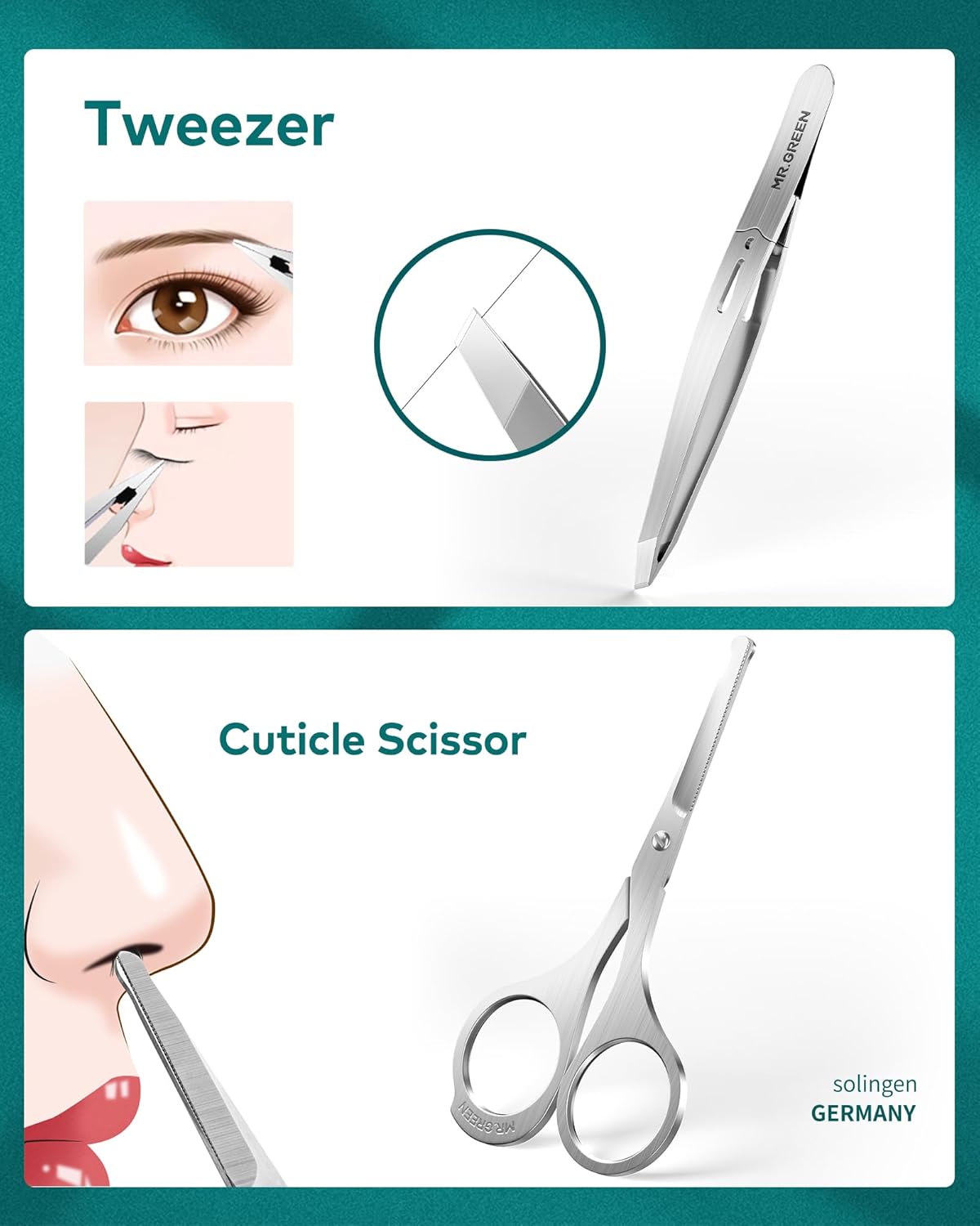 MR.GREEN Manicure Set, German Stainless Nail Clippers Set Anti Splash, Heavy Duty Fingernail& Toenail Clipper for Men& Women, Professional Personal Care Tools with Exquisite Travel Case