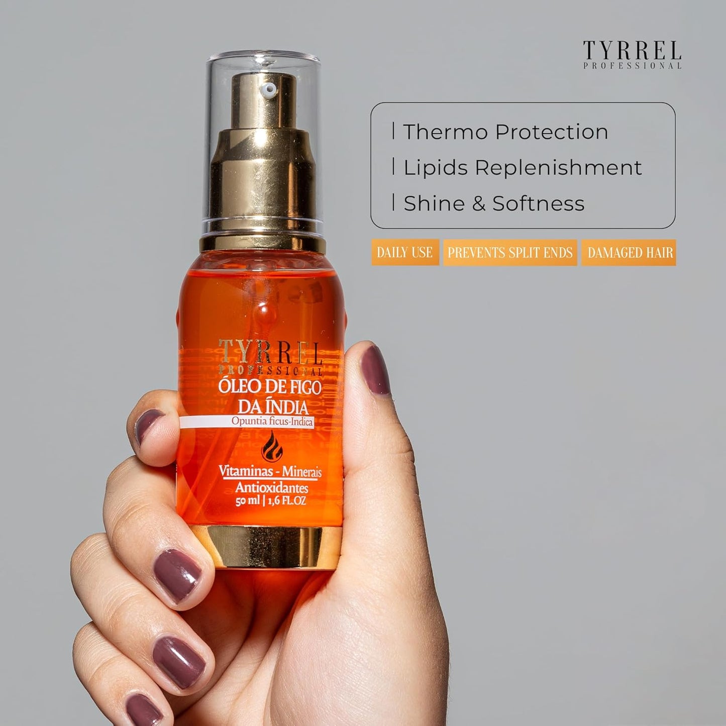 Fig Split End Repair Hair Oil 1.69 fl oz – Luxurious Fig Scent, High Cuticle Absorption, Protein Replacement, and Deep Nutrition – For Damaged Ends and Frizz Control – Tyrrel
