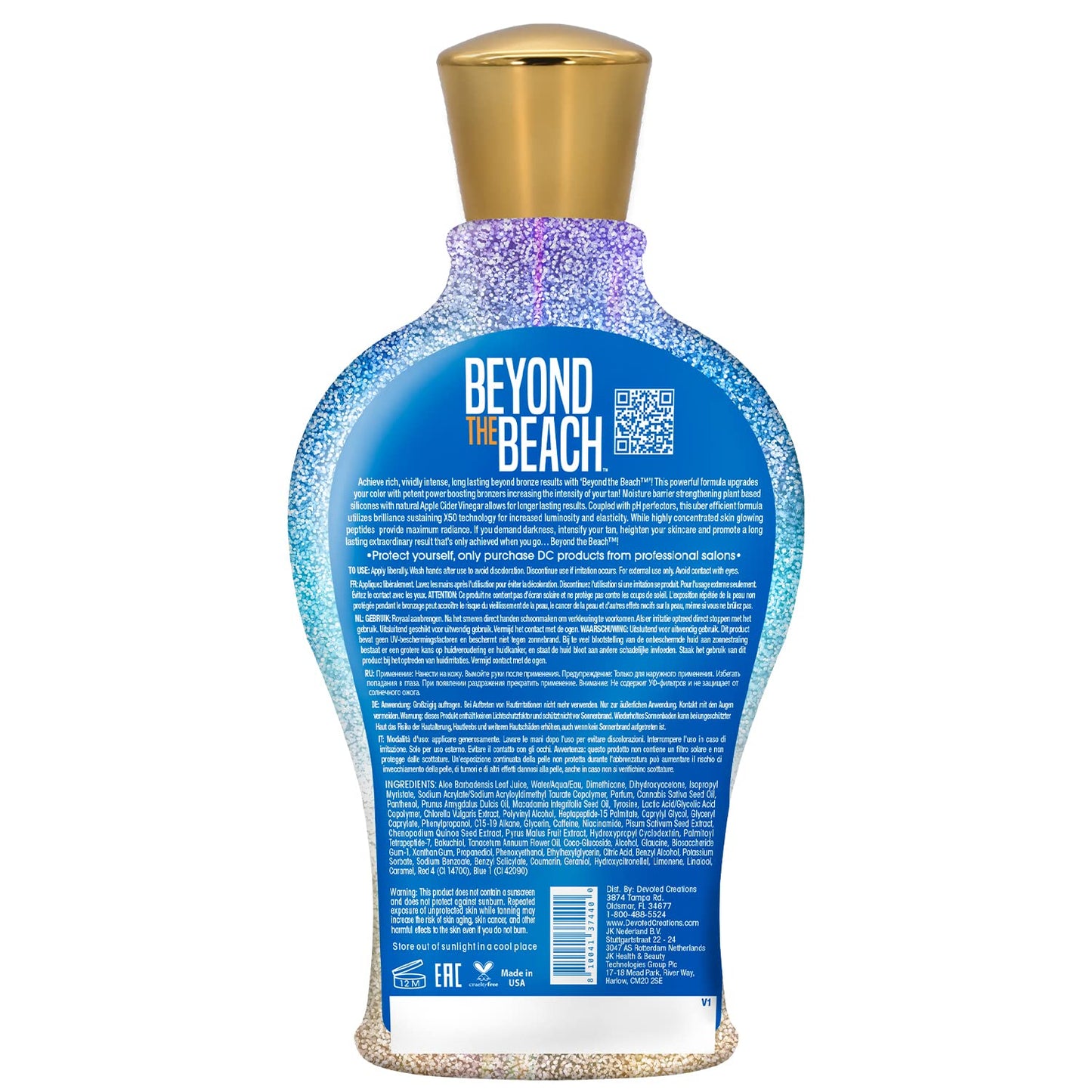 Devoted Creations Beyond the Beach - Intensely Dark Highly Concentrated Vivid Bronzer Barrier Strengthening Plant Based Silicones Boosts Cellular Energy & Luminosity - 12.25 oz.