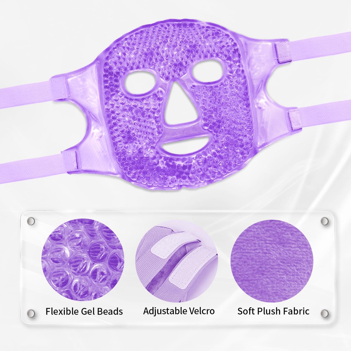 Reusable Ice Face Mask Set - Hot & Cold Therapy for Migraine, Wisdom Tooth Pain, Puffiness Relief with 2 Silicone Covers, Cooling Gel Pad for Swelling