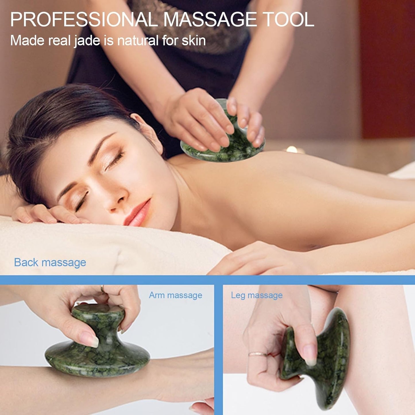 gemshan Massage Stone, 3.5inch Natural Hot Rocks, Body Gua Sha Massage Tool for Cellulite Massage, Lymphatic Drainage, Relieve Tension and Muscle Pain