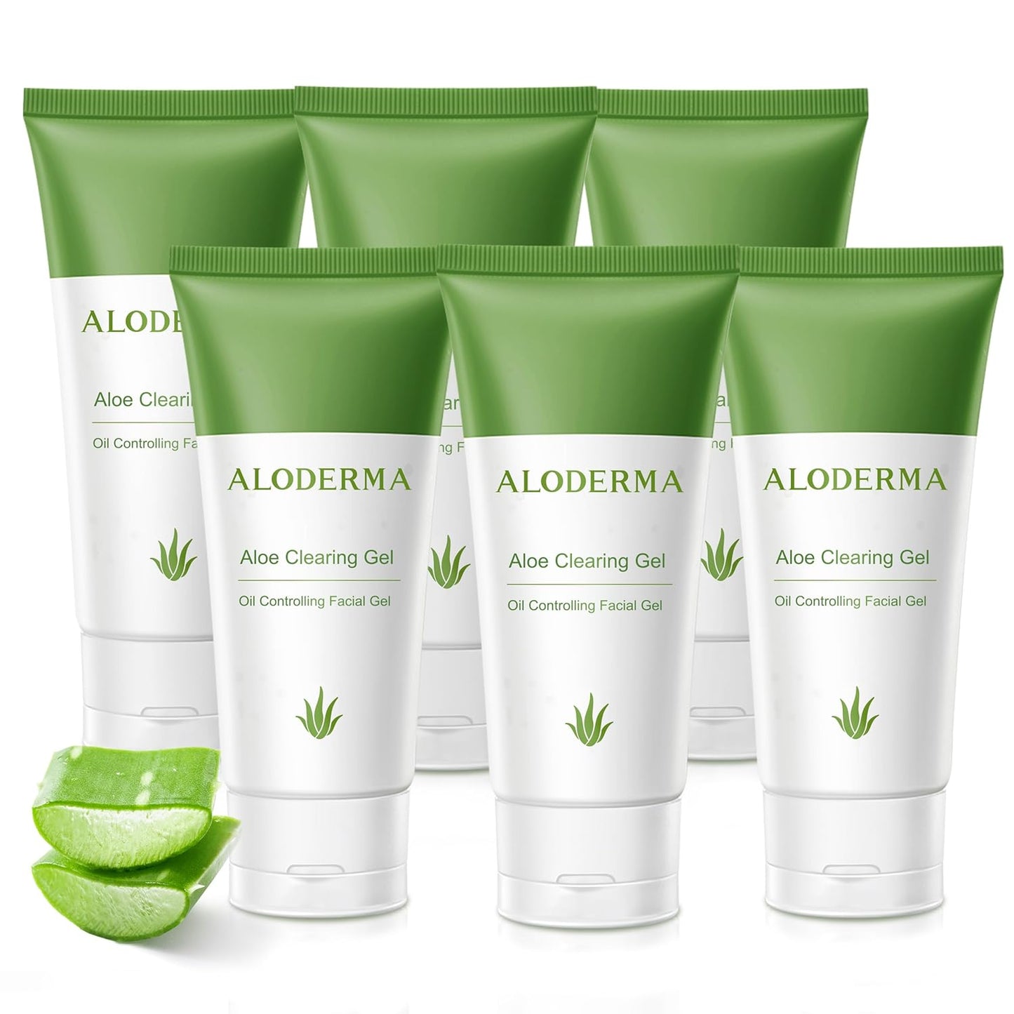 Aloderma Aloe Clearing Gel for Clear Complexion with 90% Organic AloeVera - Moisturizing, Oil Controlling Facial Lotion with Allantoin, Wintergreen Extract - Soothing, Calming Aloe Gel, 6btl x 2.8oz