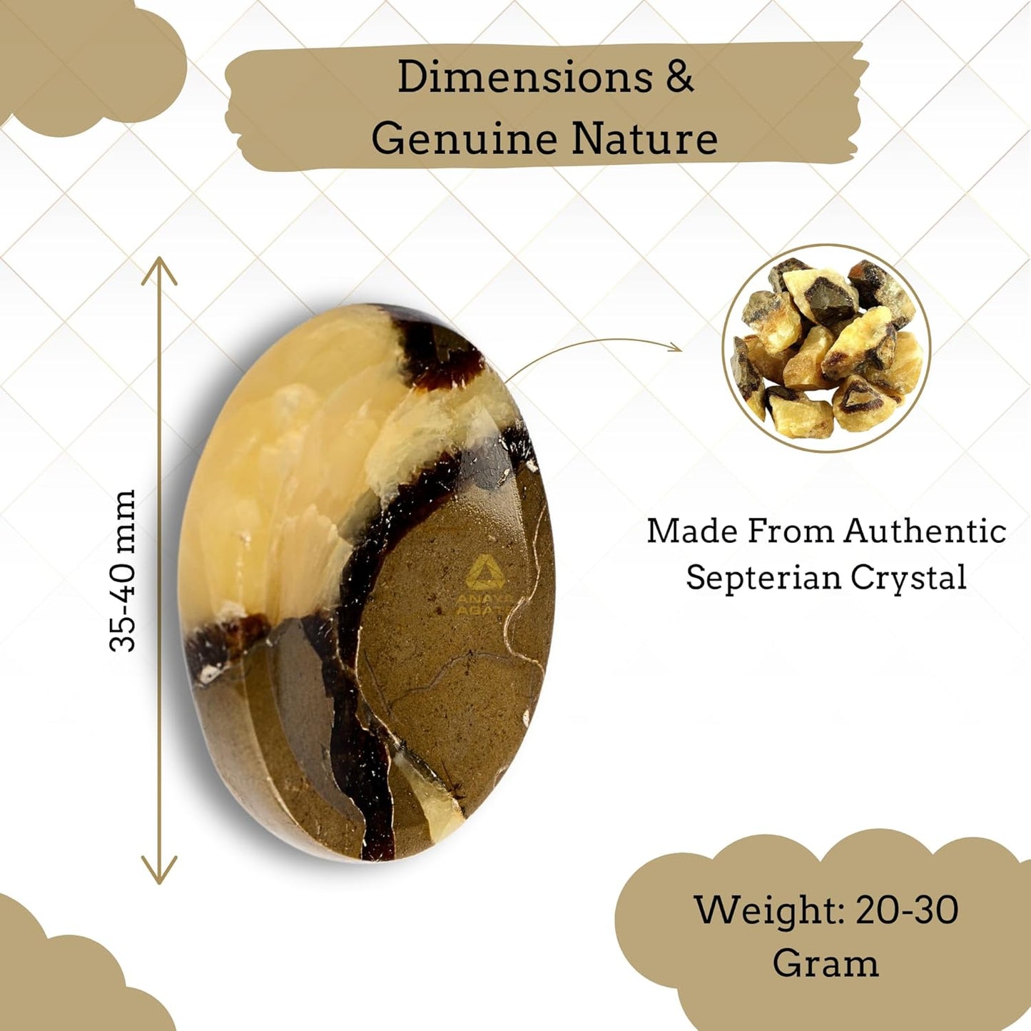 Septerian Worry Stones – Crystal Thumb Worry Stone for Anxiety, Stress – Relaxing and Soothing Balance Stones for Meditation, Stress Relief – Healing Stones and Crystals for Men and Women