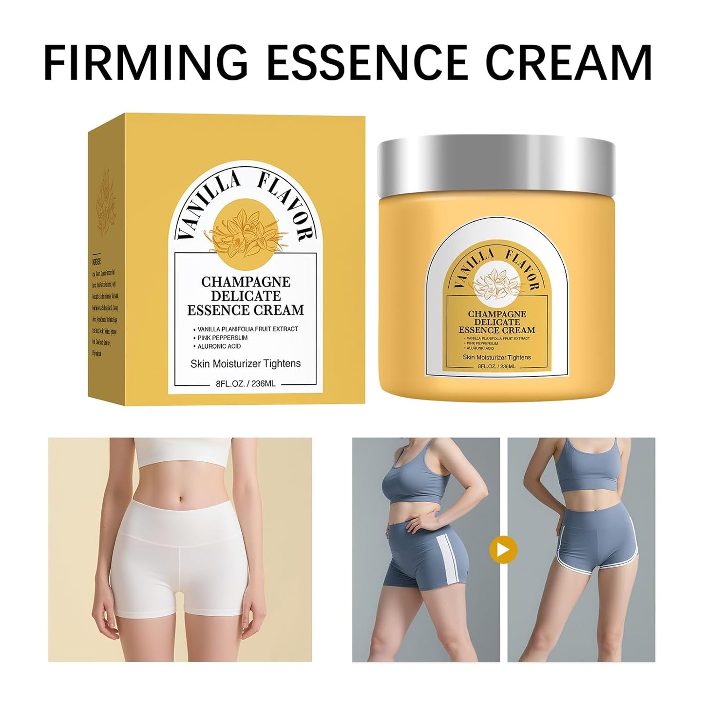 Champagne Lift Body Cream, Hydrating Lift Firming and Hydrates Dry Skin Arms & Legs (Vanilla)