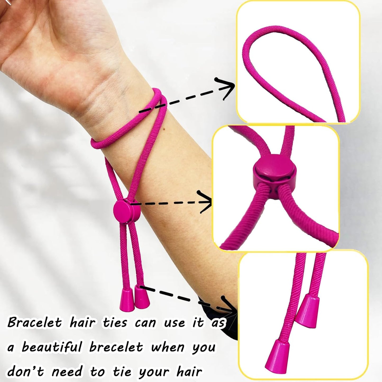 6pcs Pink Afro Hair Tie, Adjust Hair Ties for Thick Hair, Adjustable Headbands for Women, Hair Tie for Curly Hair, Large Adjustable Length Satin Hair Ties for Afro Puff