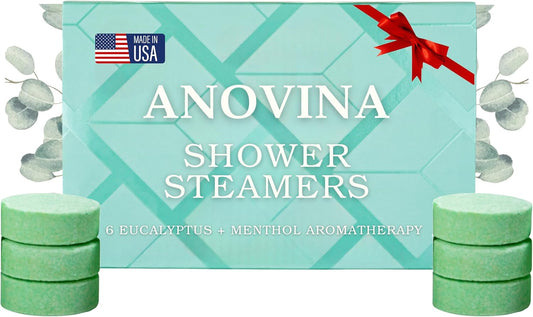 Anovina Eucalyptus & Menthol Shower Steamers – Aromatherapy Shower Tablets with Soothing Vapors – Made in USA – Shower Bomb Gift Set for Men & Women