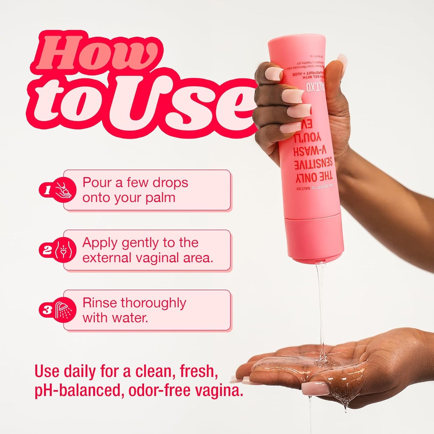 SALT.XO Grapefruit Sensitive Yoni Gel Wash, Intimate Care Gel for Women, Intimate Care Gel for Women, pH Balance V Wash Cruelty-Free, Feminine Hygiene Products (8 Fl Oz)