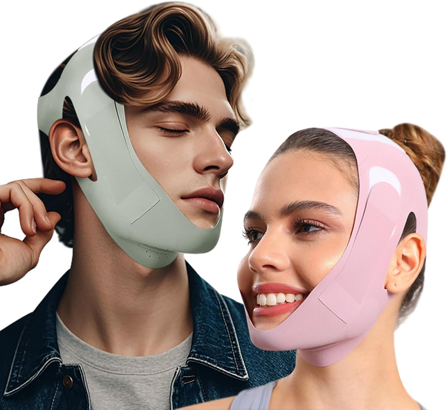 2-Pack Unisex Chin Strap for Snoring | Adjustable, Breathable & Skin-Friendly, Universal Fit Anti-Snore Set for Couples & Sleepers (Gray+Purple)