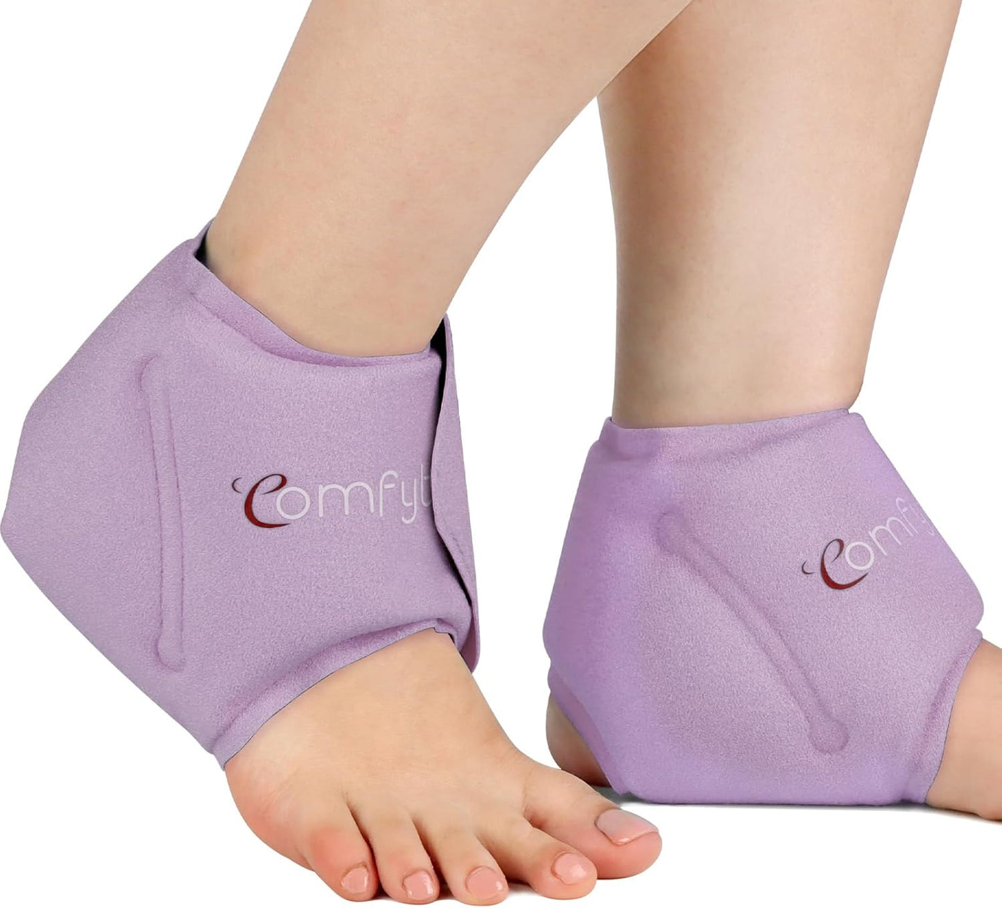 Comfytemp Ankle Ice Pack Wrap for Swelling, Plantar Fasciitis, Foot Pain Relief, Gel Packs for Injury Reusable, Hot Cold Compress for Achilles Tendonitis, Heel Spur, Sprain, Swelling, 2 Packs (Purple)