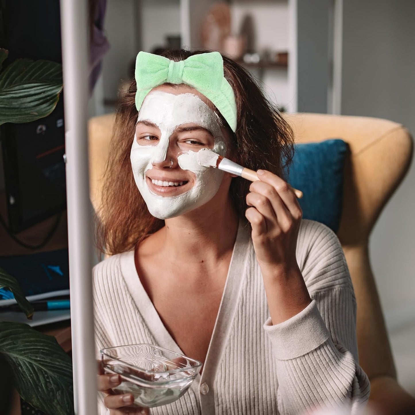 CIEHER 8 Pcs Hairband Set for Bachelorette Party Favors - 1 White + 7 Green, Hair Accessories for Bride Bridesmaid, Securing Hair for Skincare Makeup Headbands Face Wash Headbands for Women