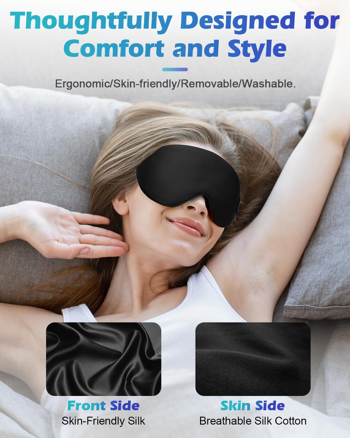 Silk Cordless Heated Eye Mask, Washable Heat Eye Compress for Dry Eye Electric Eye Heating Pad Warm Eye Mask for Eye Fatigue Stye Sinus Blepharitis MGD Gifts for Men Women